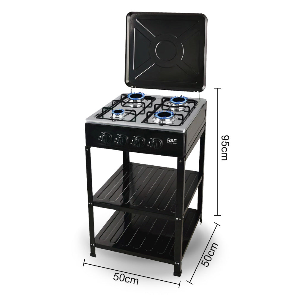 RAF European Standard Full Cover Low Energy Liquefied Gas Tabletop Flameout Protection Glass Rotating Fire Gas Four Burner Panel