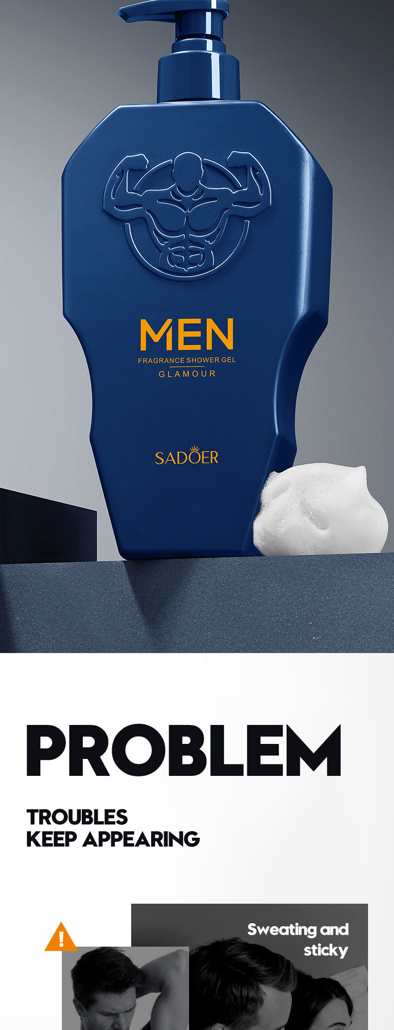 Men's Body Wash SADOER Thick Foam Cleansing Body Fragrance Shower Gel Cross-Border Wholesale
