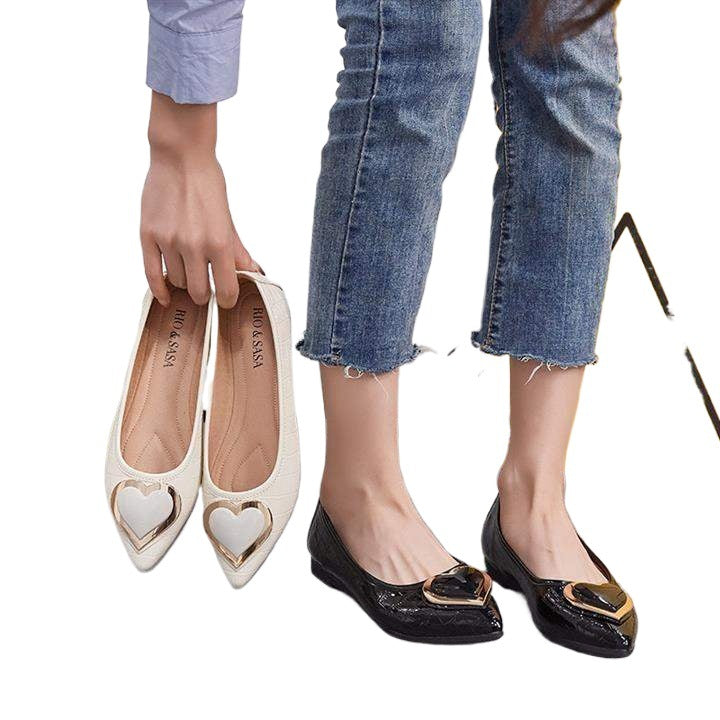 Women's Non-Slip Flat Shallow Mouth Single Shoes2025Spring and Autumn New Style Chunky Heel Pointed Toe Slip-On Women's Soft Sole Shoes