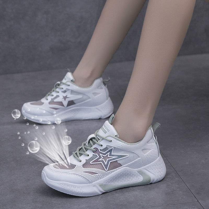 Women's Sports Shoes2025New Spring Women's Shoes Student Casual Shoes Lightweight Shock Absorption Soft Bottom Mesh Breathable Running Shoes