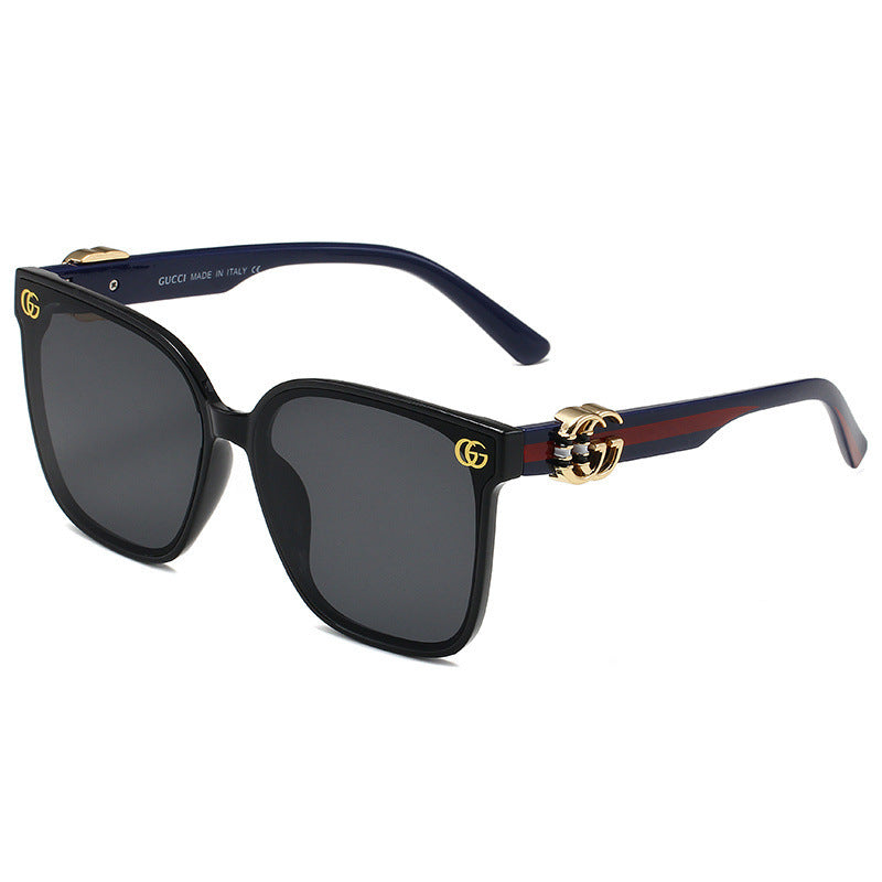3716New Fashion Large Frame Sunglasses for Women Nylon Lens Sunglasses Internet Celebrity Street Style Face Slimming Driving Sunshade
