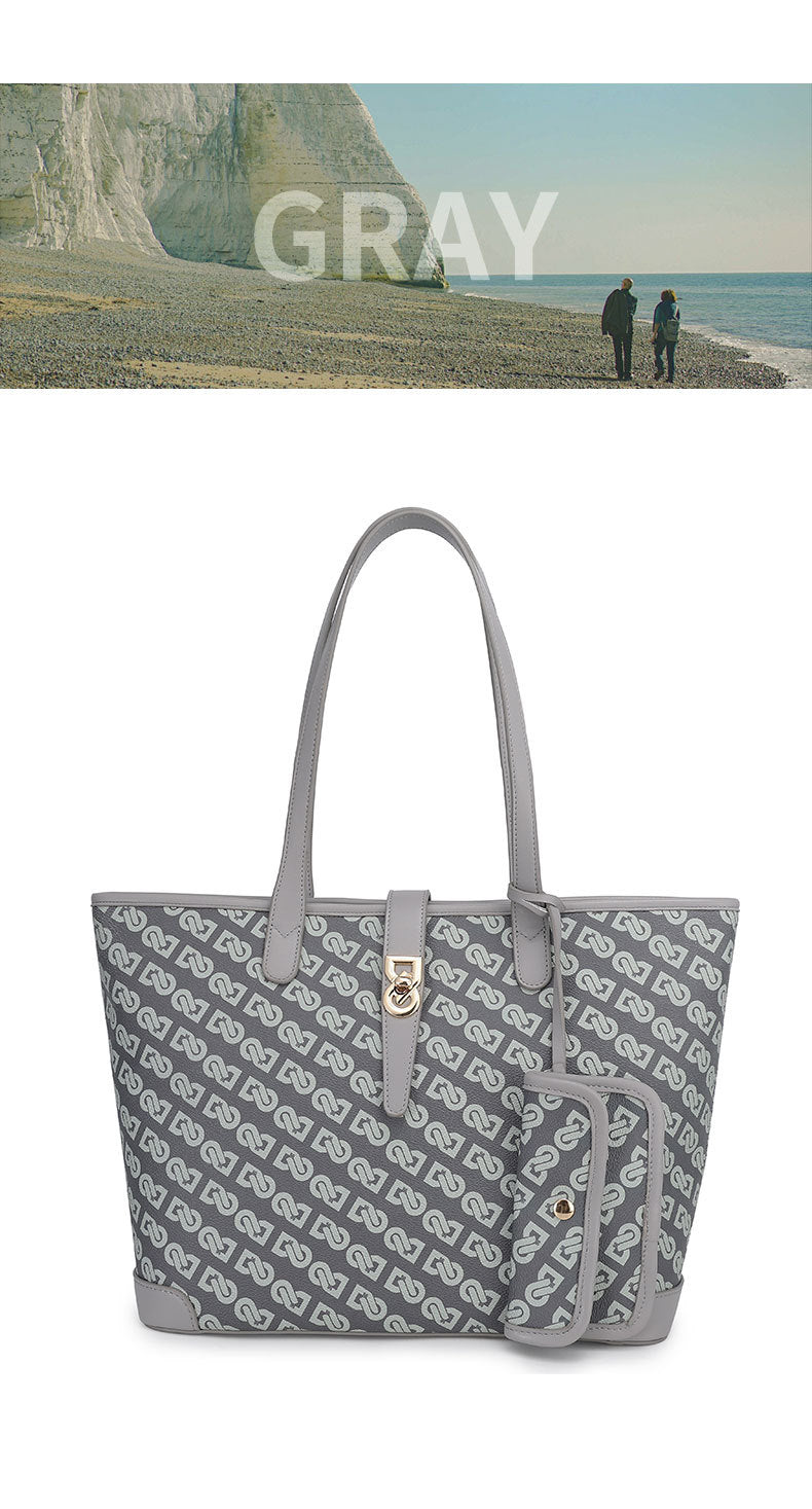 Original Design Retro Print Tote Bag for Work Commute Large Capacity Shoulder Bag Niche Versatile Fashion Handbag