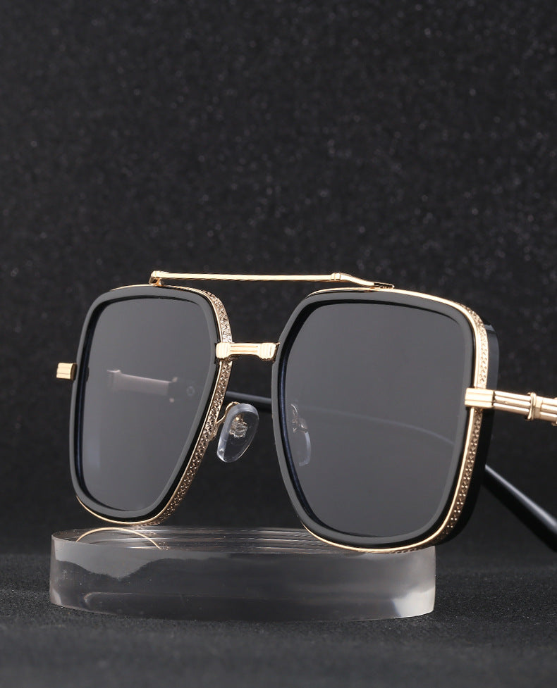 Vintage Double Bridge Square Frame Men's Sunglasses Outdoor Hiking Trendy Sunglasses Sun Protection Glasses Wholesale shades