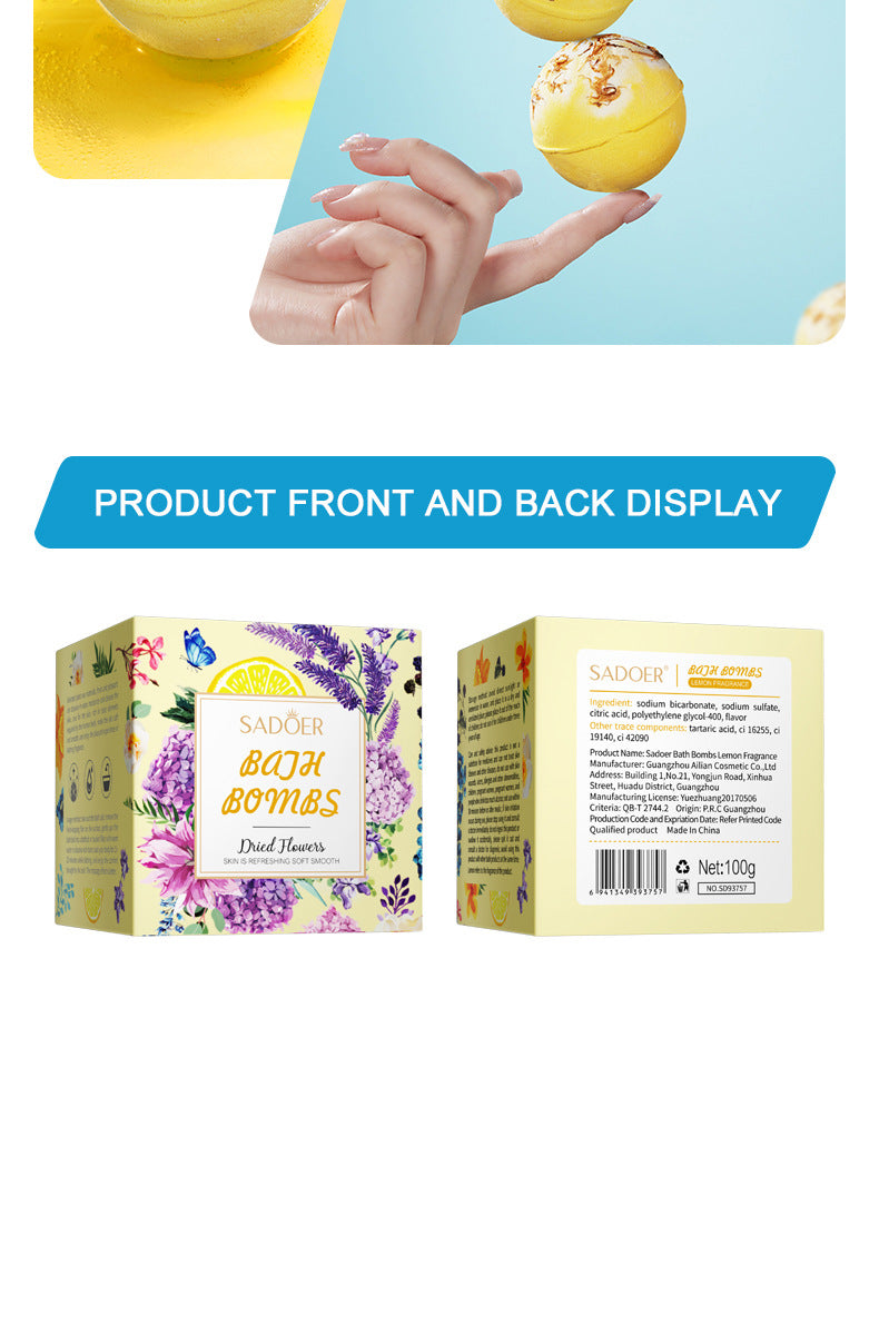 Full English Dried Flower Explosive Bath Salt Ball100gSADOER Clean Fragrance Bath Ball  Wholesale