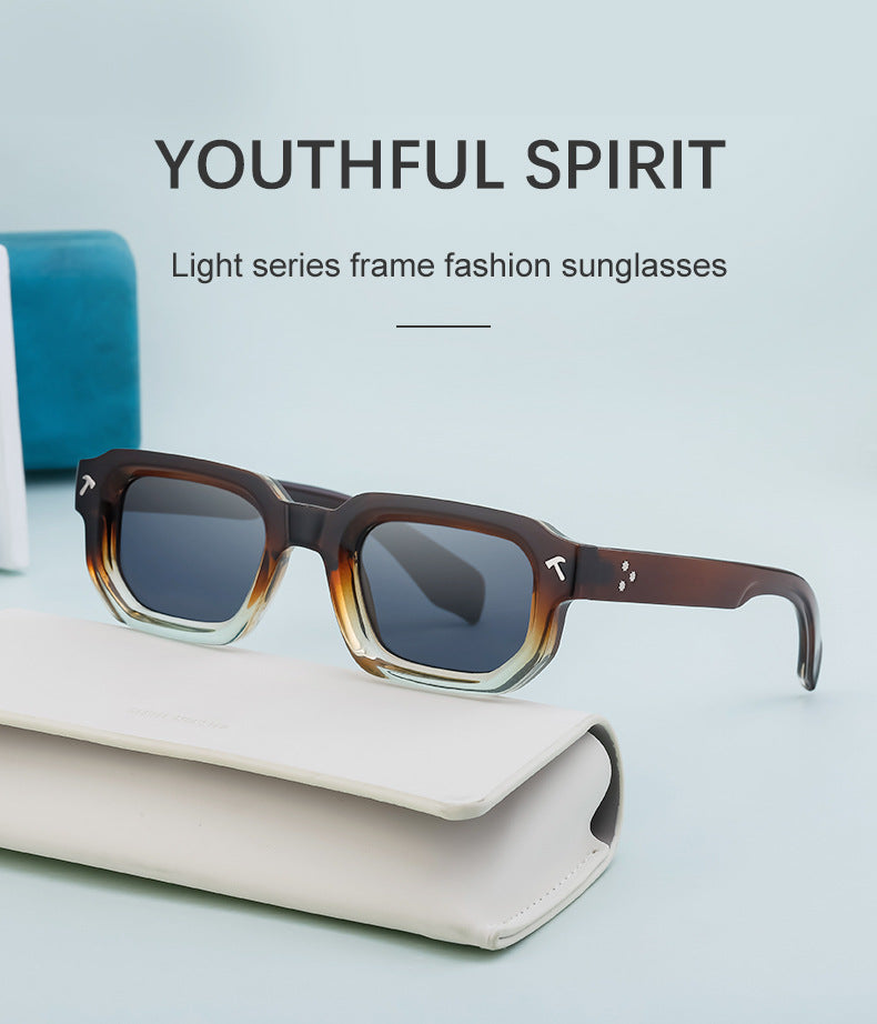 New European and American Fashion Square Frame Sunglasses for Men, Simple Personality Black Frame Glasses sunglasses