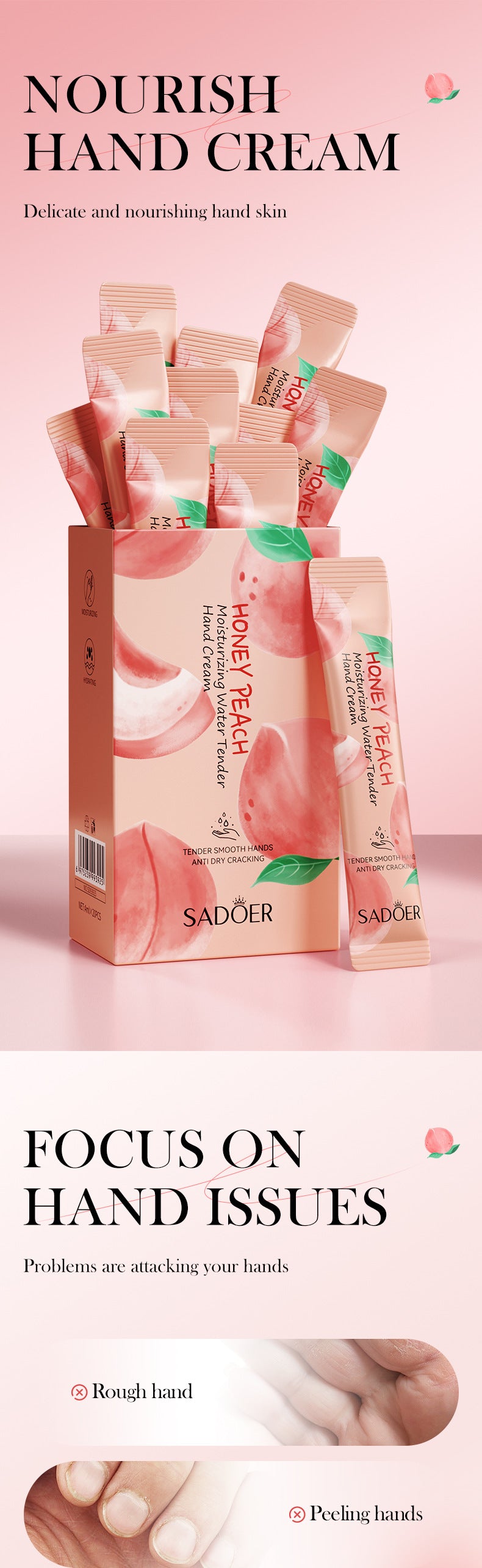 Pure English Hand Cream Box SADOER Avocado Peach Grapefruit Hydrating Hand Cream  Wholesale
