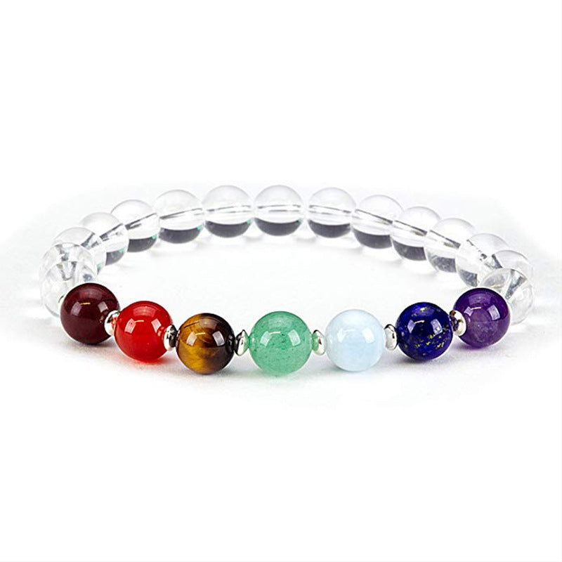 Women's White Crystal Colorful Bracelet Amethyst Vajra Buddha Bead Spacer Bracelet Natural Black Obsidian Colorful Bracelet