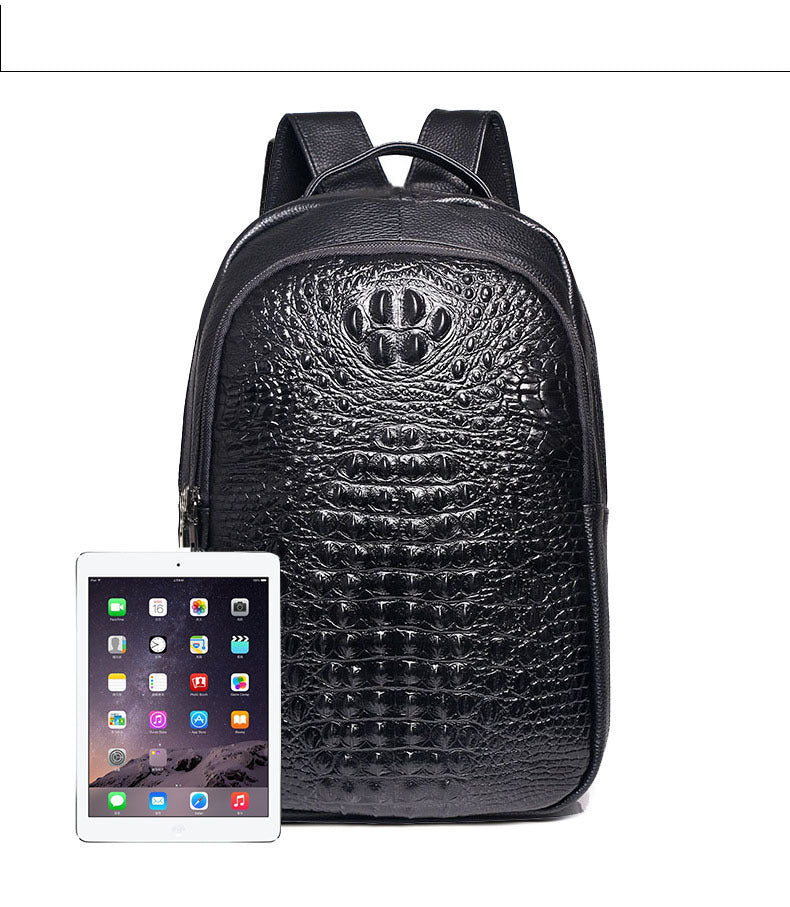 Fingerprint Unlock Men's Bag Genuine Leather Backpack Crocodile Top Layer Cowhide Business Travel Laptop Business Trip