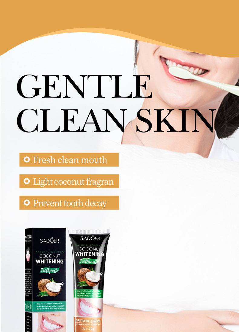 Toothpaste SADOER Vitamin C Coconut Oral Care Gum Protection  Wholesale Live Streaming