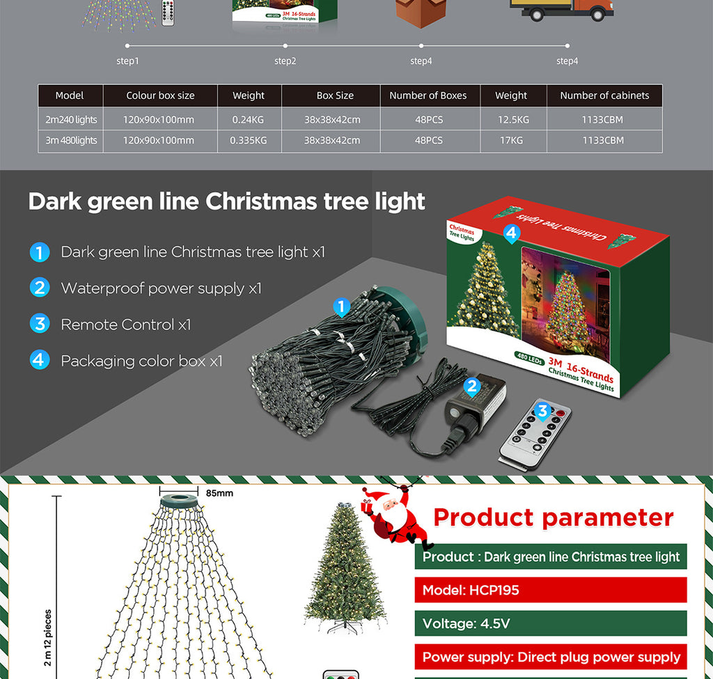 Christmas Tree Lights Christmas Garden Decoration Lights RGB Lighting Linear Light Waterfall Tree Clothing Hanging Tree Light LED New Product