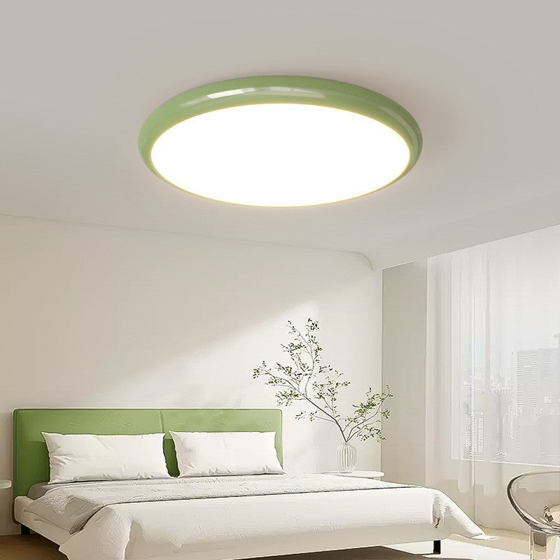 Cream style master bedroom lamp, round Nordic ceiling lamp LED Iron Art Study Lamp Creative Living Room Lamp Home Atmosphere