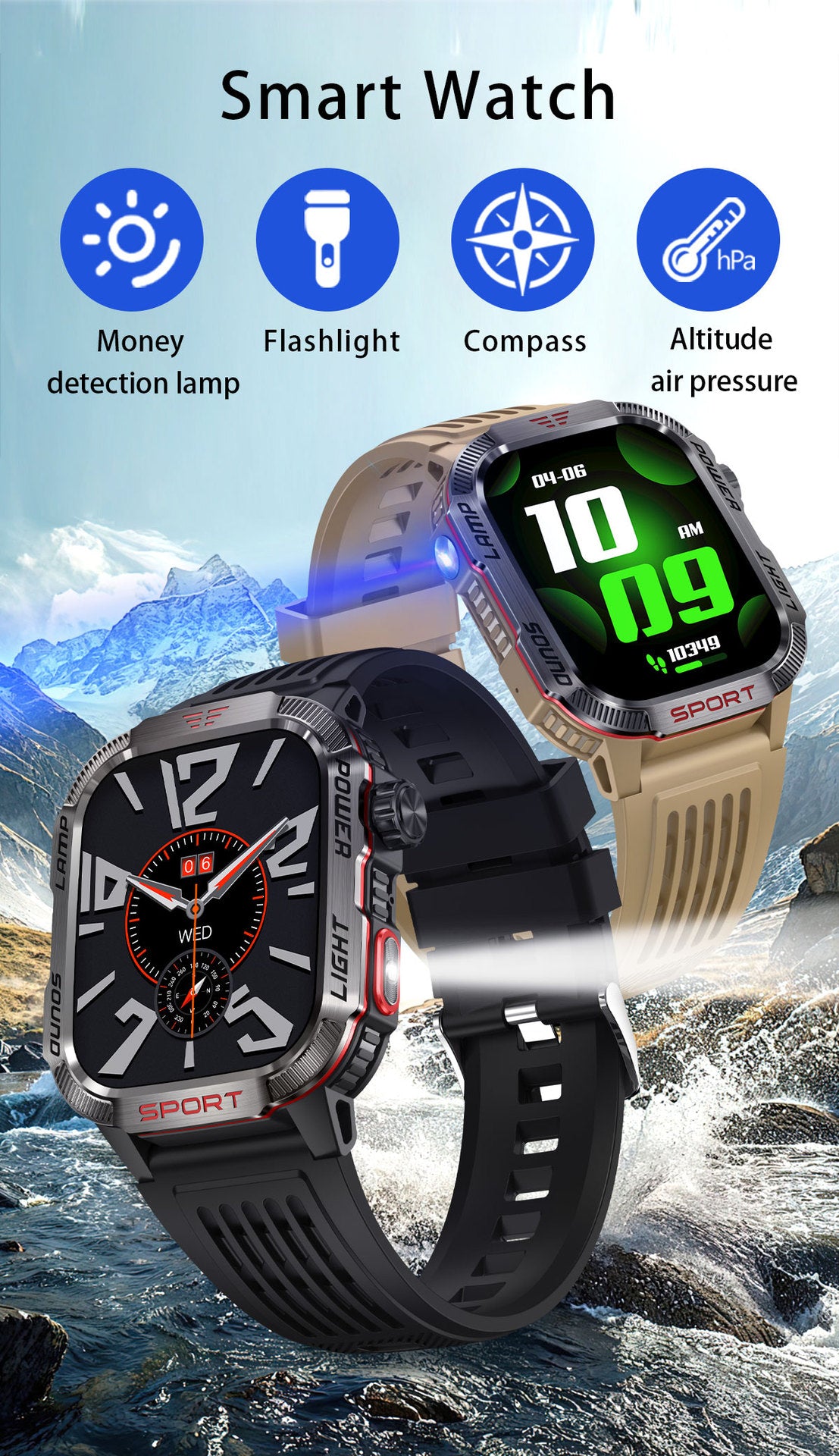 HT29Smart Watch Bluetooth Call True Heart Rate Step Sleep Monitoring IP68Deep Waterproof Sports Tri-Proof