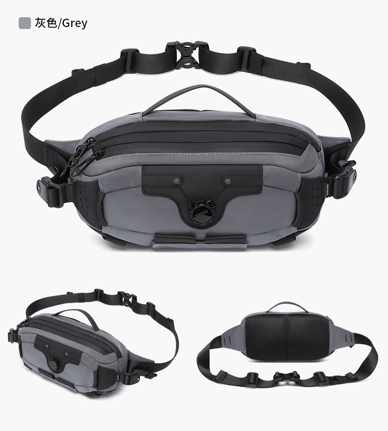 OZUKO Men's Chest Bag Crossbody Waist Bag Multifunctional Tactical Waterproof Portable Outdoor Cycling Trendy Brand High-end Bag