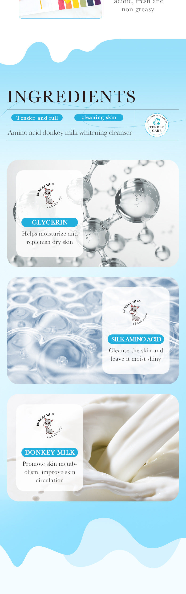 Donkey Milk Facial Cleanser ZOZU Amino Acid Cleansing Non-irritating Facial Cleanser Cross-Border Foreign Trade Wholesale