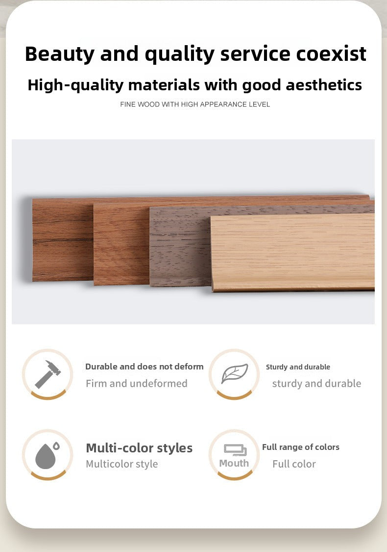 Italian-style ultra-narrow, ultra-thin straight wall molding L Floor skirting is covered to prevent moisture 5.5 Solid wood skirting board