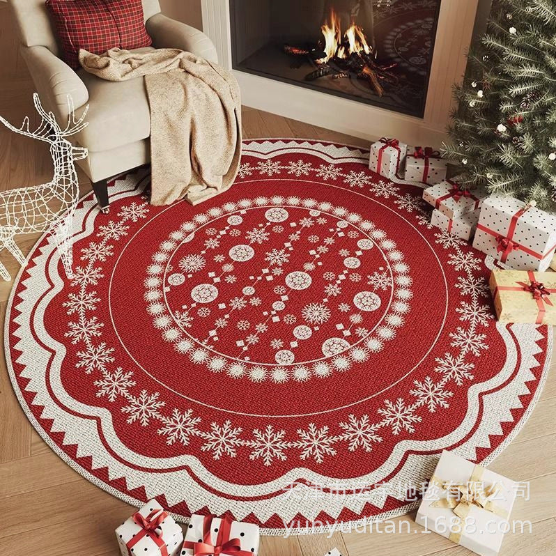 American Christmas Decoration Round Floor Mat Bedroom Living Room Non-Slip Foot Mat Carpet Manufacturer Can Label and Ship on Behalf