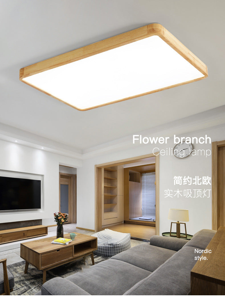 Log LED Ceiling Light Simple Modern Living Room Master Bedroom Dining Room Study Balcony Elegant Solid Wood Japanese Style Lighting