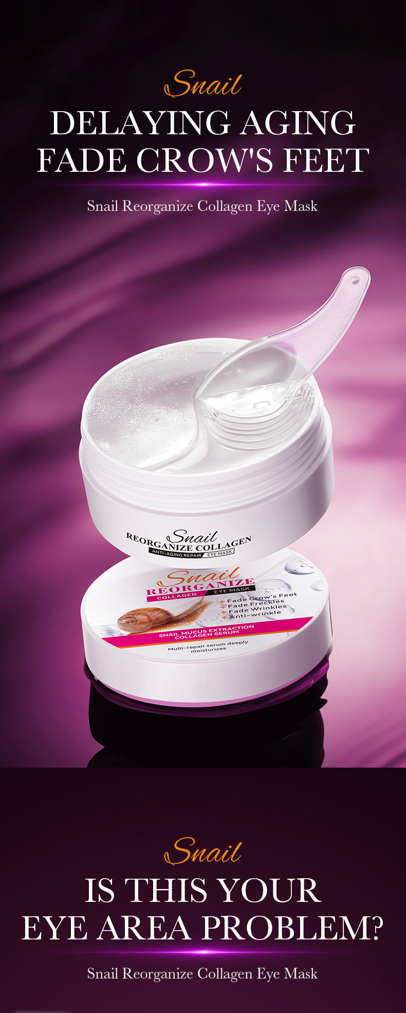 Snail Eye Mask SADOER Collagen improves dark circles, eye wrinkles, and eye bags cross-border wholesale