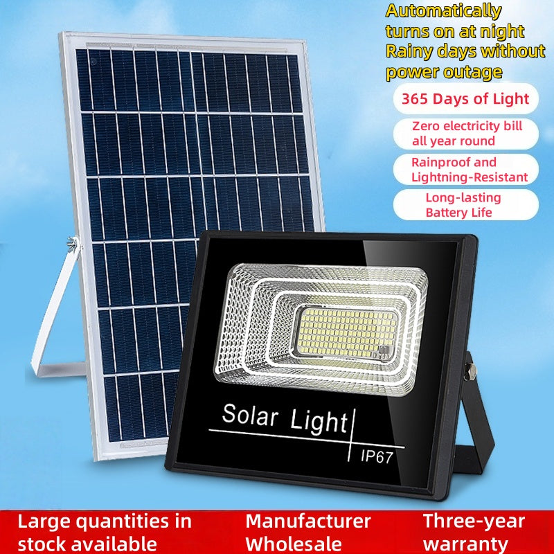 IP67 Waterproof Solar Outdoor Light 100W 200W 300W Smart Auto-Darkening ABS Split Solar Floodlight