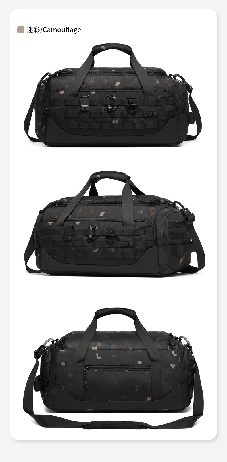 ozuko Men's Travel Bag Handheld Large Capacity Waterproof Sports Bag Tactical Commuting Multifunctional Business Travel Bag
