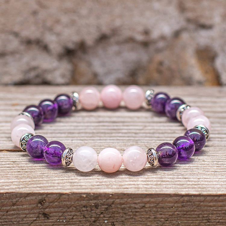 European and American Popular Natural Stone Beaded Bracelet Red Wood Grain Round Bead Stone Bracelet Wholesale