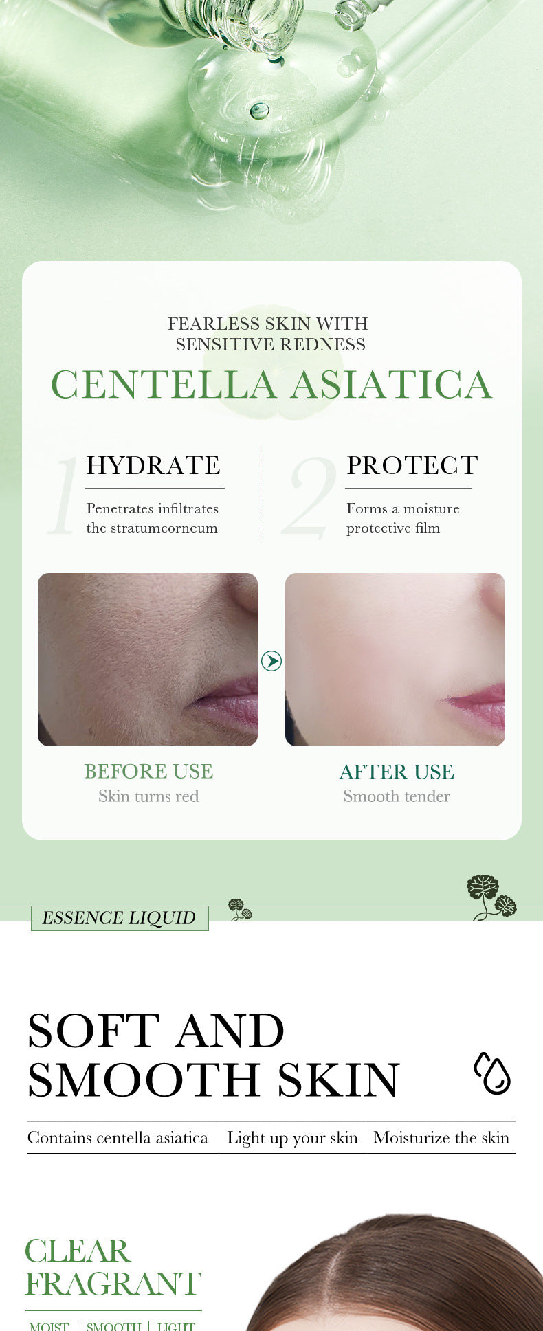 Centella Asiatica Essence30ml BIOAOUA Moisturizing and Hydrating Wholesale for Cross-Border Trade