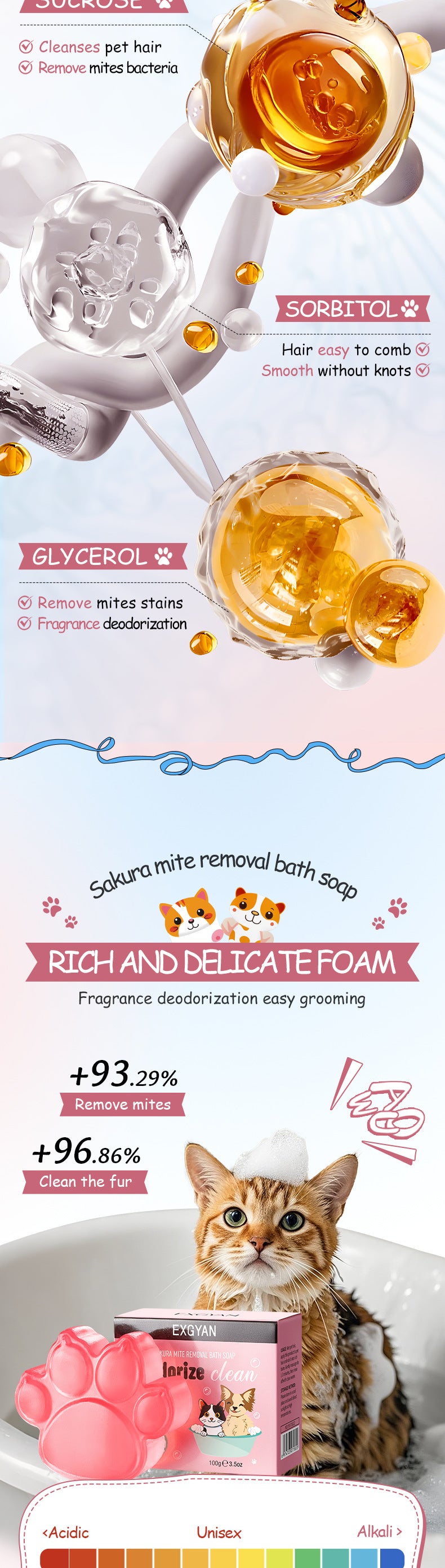 Pet Sakura Cleansing Soap EXGYAN Cleaning Pet Hair Handmade Soap Cross-Border Wholesale