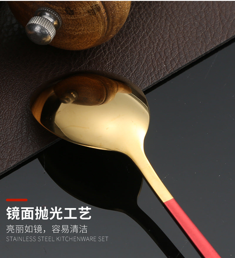 304Stainless Steel Tableware Student Korean Portable Tableware Office Worker Outdoor Spoon Fork Chopsticks Four-piece Set