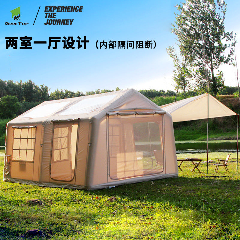 12Square Camping Inflatable Tent Outdoor Camping Two Rooms One Hall Tent Canopy Rainproof Exquisite Camping Cabin