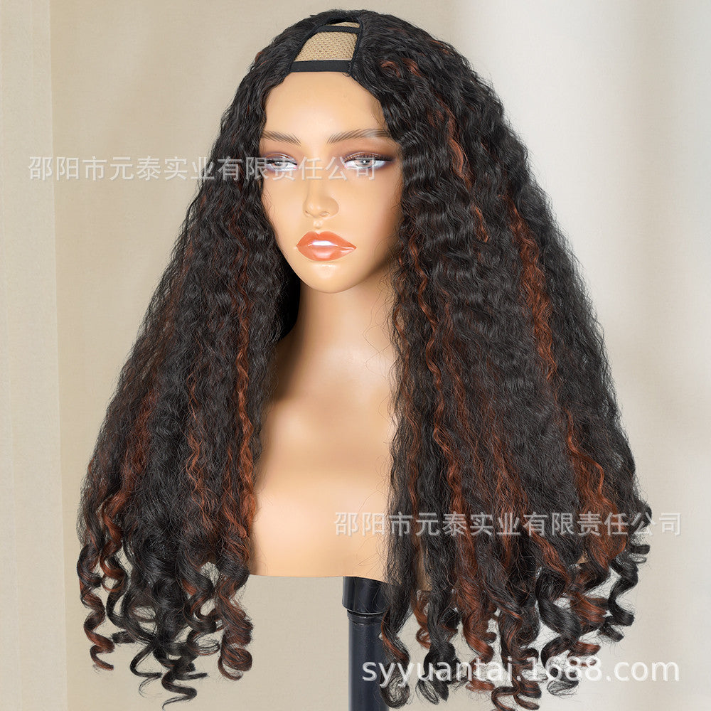 2H350 Highlight Yaki Synthetic  Afro Bouncy Curly End Wigs