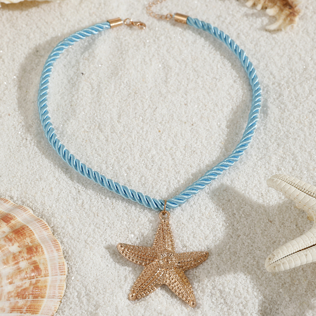 European and American Metal Ocean Style Starfish Pendant Necklace Jewelry Personality Exaggerated Star Beach Vacation Necklace for Women