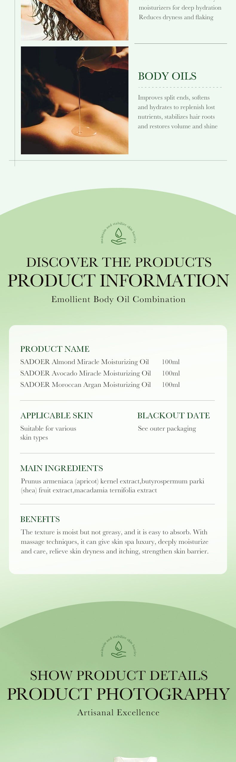 Flower and Fruit Essential Oil SADOER Avocado Hydrating Nourishing Moisturizing Body Oil Cross-Border Wholesale