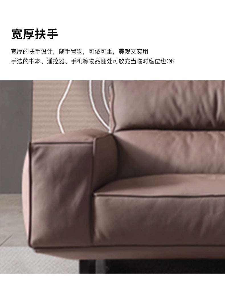 Source Factory Living Room Leather Sofa Italian Minimalist High Back Straight Row Genuine Leather Sofa Small Apartment High Leg Sofa Shipping and tax not included