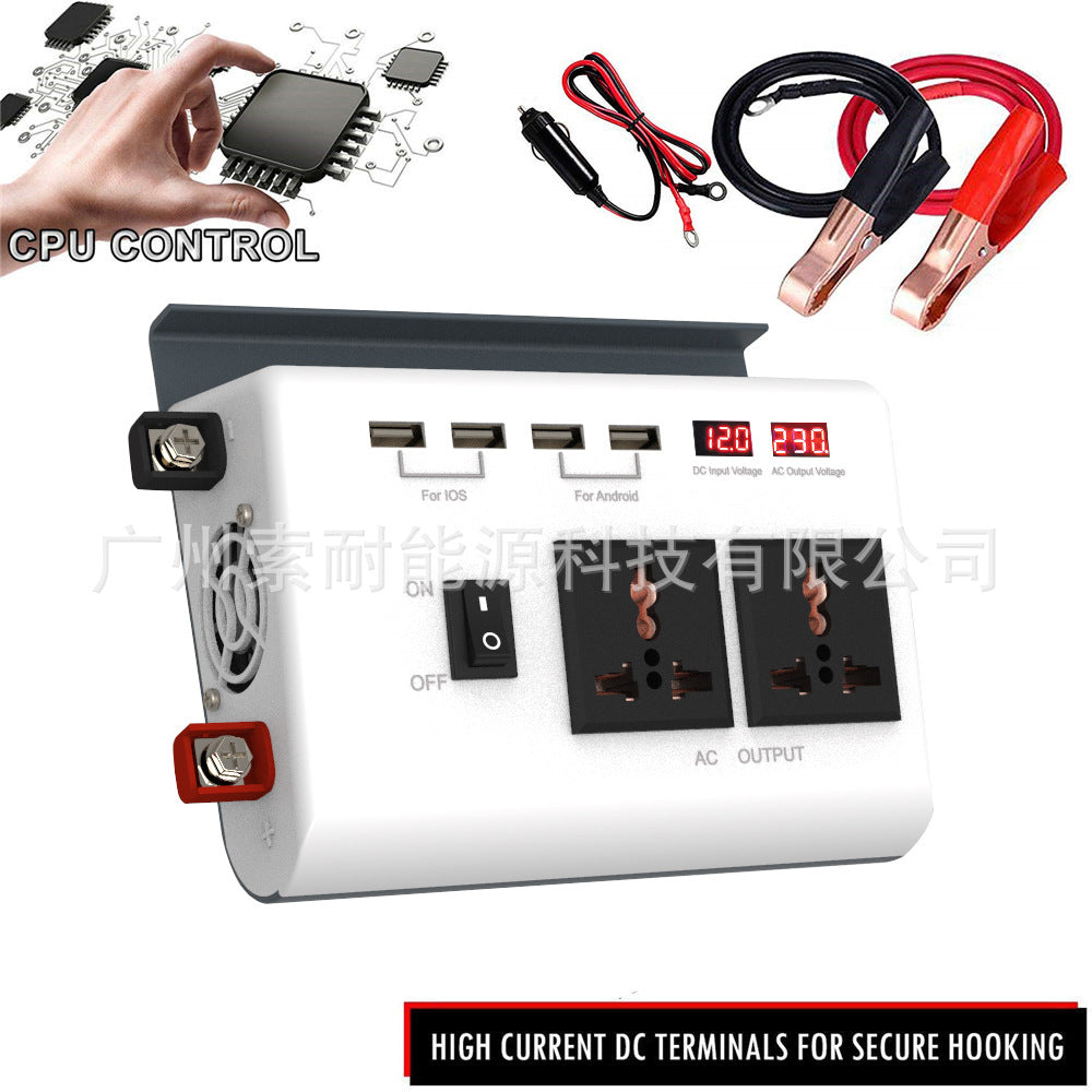 New Car Inverter300W 12V Turn220V 4USB Dual Voltage Display car inverter