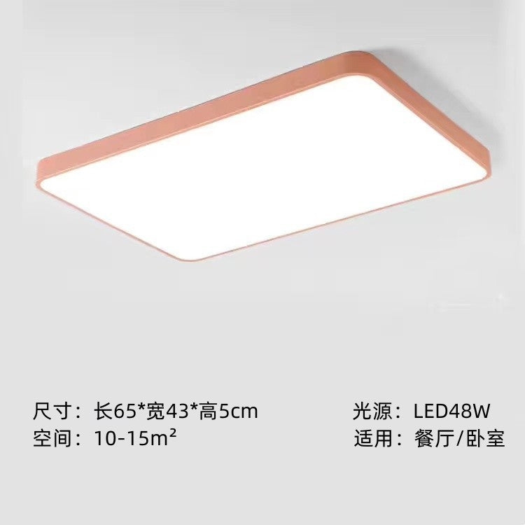 Home Living Room Lamp Rectangular Creative Macaron Ceiling Lamp Room Lamp Modern Simple Iron Art led Bedroom light