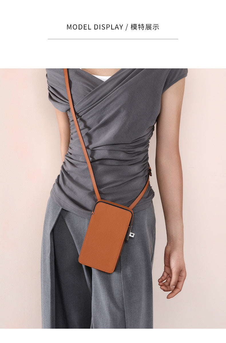 New Fashion Versatile Lock Buckle Phone Bag Solid Color Palm Print Box Bag Simple Mini Crossbody Bag for Women