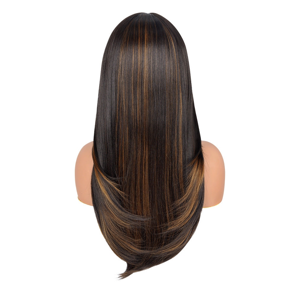 Factory Direct Cross-Border Wigs High Light Straight Layers Lace  Front Wig