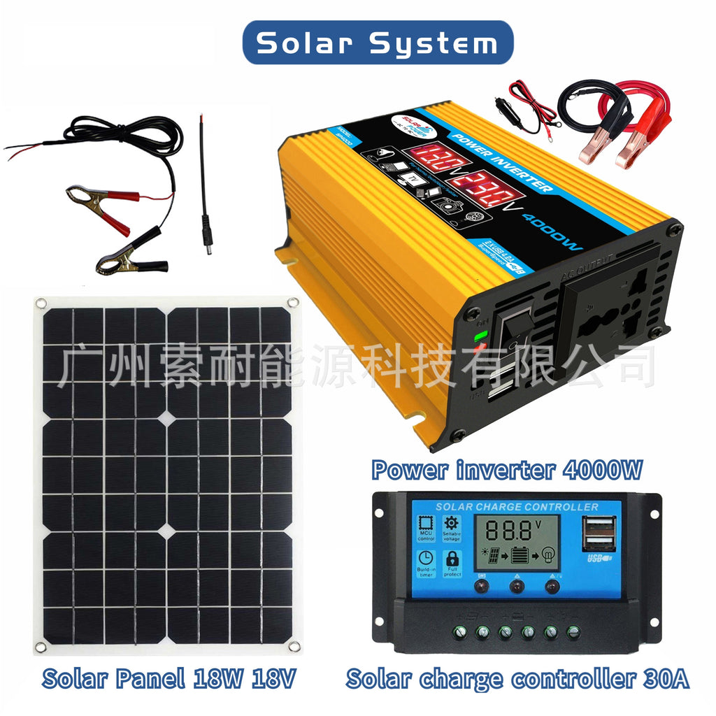 Solar Energy Kit System: 12V Inverter 18W Solar Panel 30A Controller Solar System