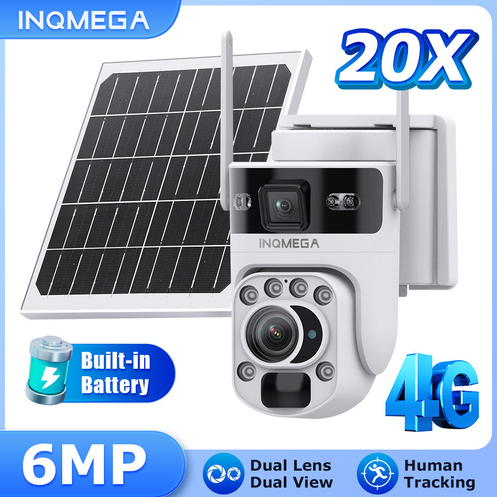 4G Solar-powered Camera6MP High Definition Full Color Dual Lens Dual Screen20X Zoom Solar Camera