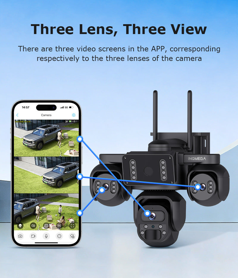 Three-eye Solar Camera AOV Low Power Consumption Camera9MP High Definition Full Color4G Solar Monitoring