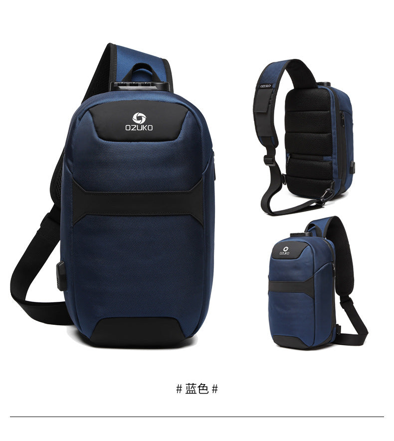 OZUKO Anti-theft Men's Chest Bag Waterproof Oxford Cloth Single Shoulder Crossbody Bag Chest Portable Multifunctional Trendy Bag
