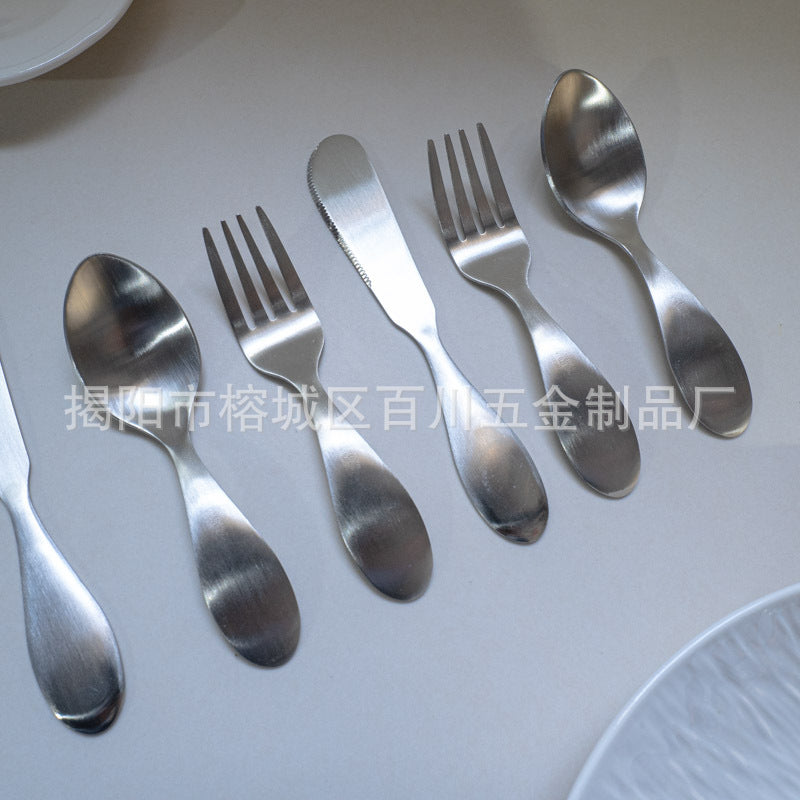 1-5Recommended for One-Year-Olds: Short Wide-Handle Toddler Spoon for Kindergarten, Milk Powder, Dessert Spoon, and Fork304Stainless Steel Dinner Knife