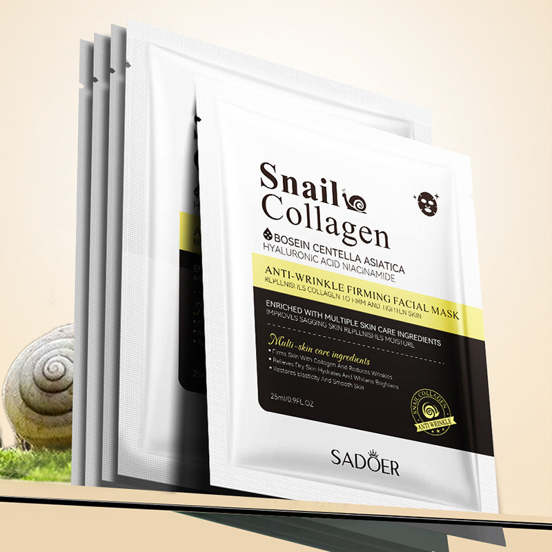 Full English Snail Face Mask SADOER Collagen anti-wrinkle firming delicate skin mask  wholesale