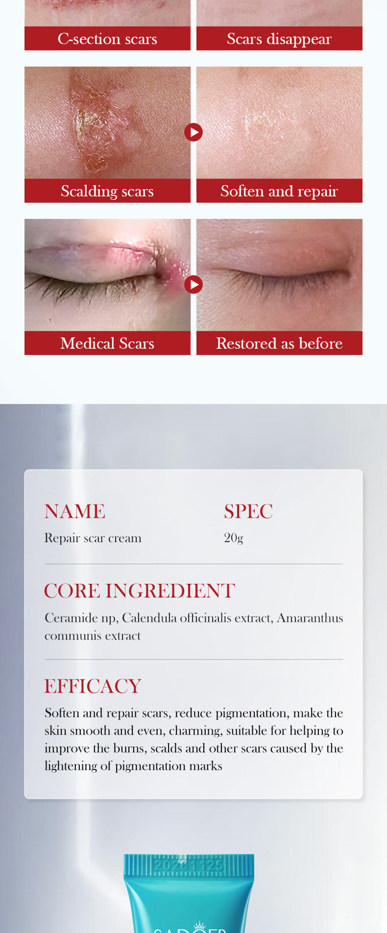 Full English Scar Serum SADOER Hydrating, moisturizing, rejuvenating, nourishing face cream  foreign trade wholesale