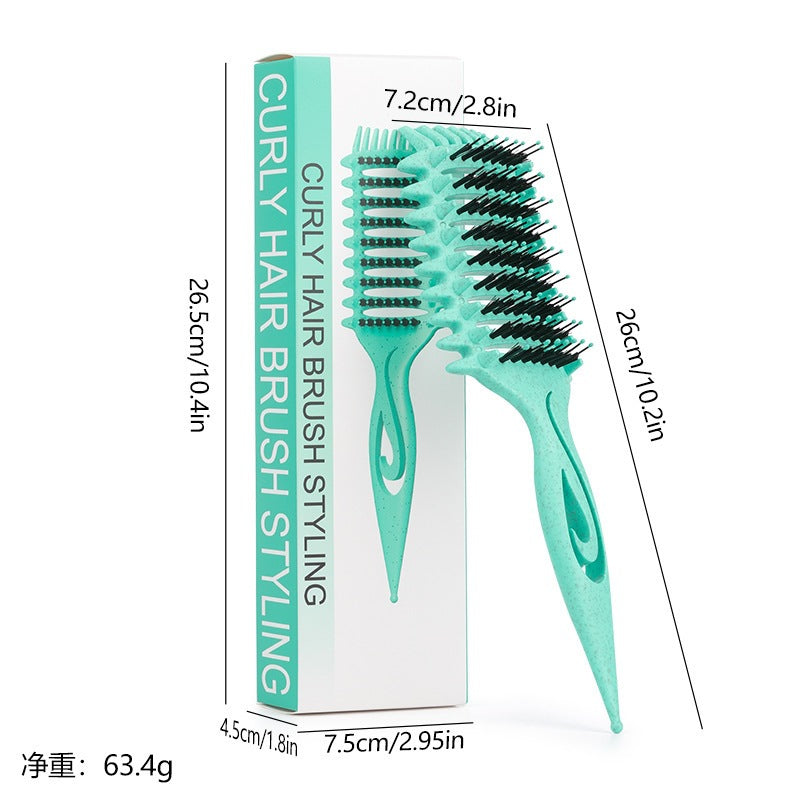 Ribbed Hollow Comb High Crown Top Voluminous Hair Women's Long Hair Curly Hair Bounce Style Defining Curling Comb Cross-Border