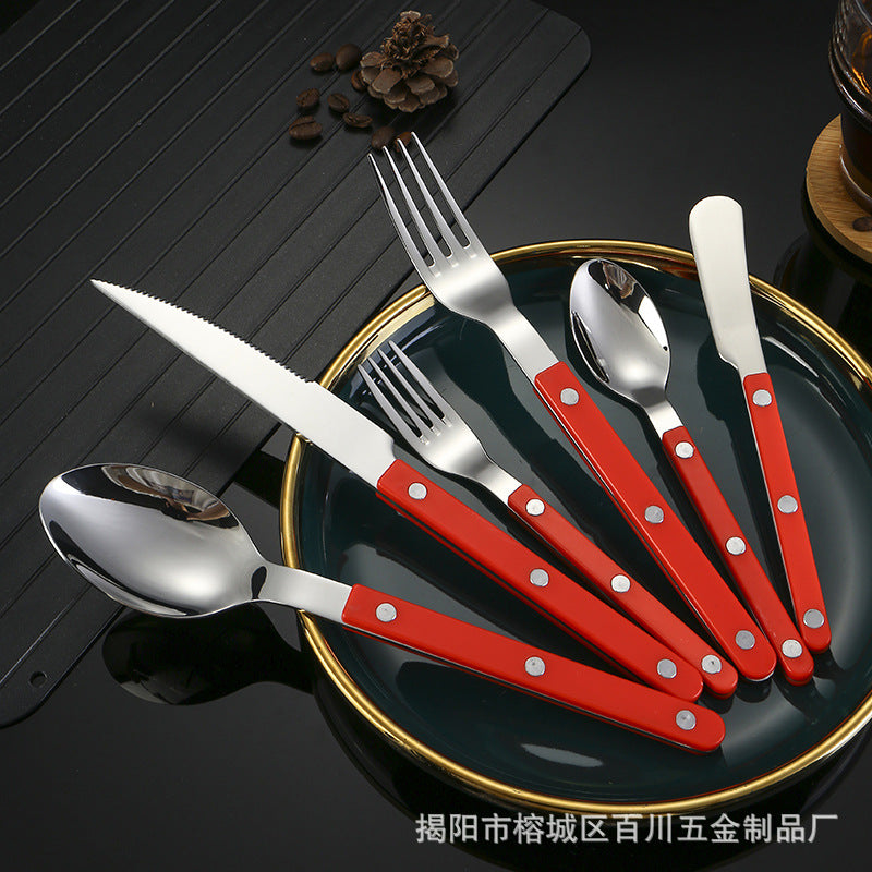 Stainless Steel Knife, Fork, and Spoon Three-Piece Set ins Wind Tableware Set Knife and Fork Cream Style Steak Western Knife and Fork Set