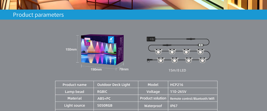Bluetooth fence light RGBCW Iridescent Fence Light Wall Washer Light Fence Light Garden Light Waterproof Decorative Light