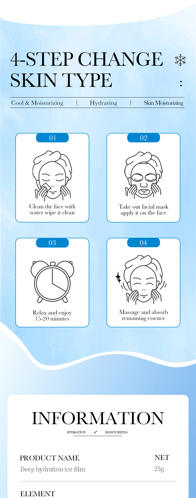 Ice Mask25g SADOER Deep Hydration Moisturizing Refreshing Face Mask Sheets Wholesale for Cross-Border Trade