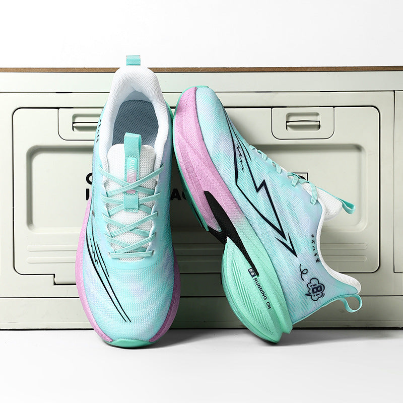 Spring and Summer Rebound Shock Absorption Carbon Plate Support Running Shoes Mesh Breathable Sports Shoes Lightweight Shock Absorption Anti-Slip Running Shoes