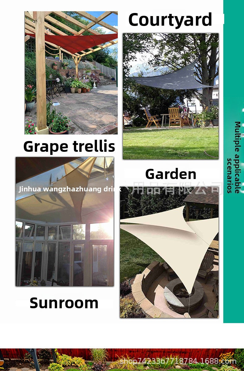 210D Courtyard Garden Rainproof Four-Corner Sunshade Sail Outdoor Sun Protection Balcony Waterproof Sunshade Sail Car Sunshade Awning